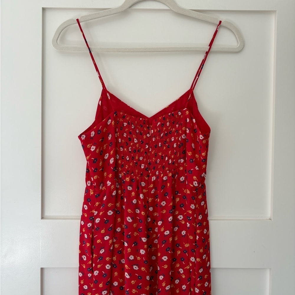 Madewell Red Floral Wide Leg Cami Jumpsuit with Pockets SZ 2 - Picture 10 of 16
